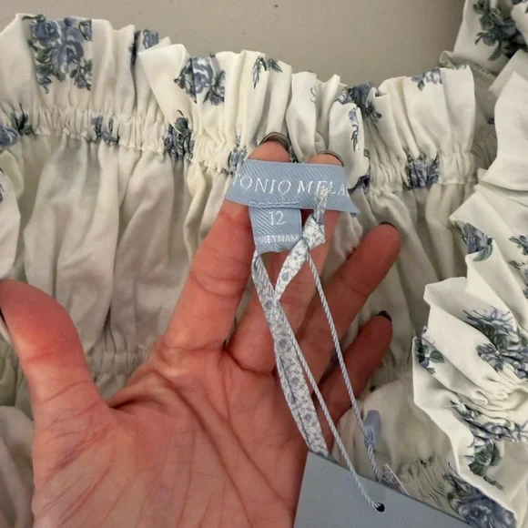 Antonio Melani Blue Floral Smocked Midi Dress NWT Size 12 Cottagecore - Picture 11 of 14